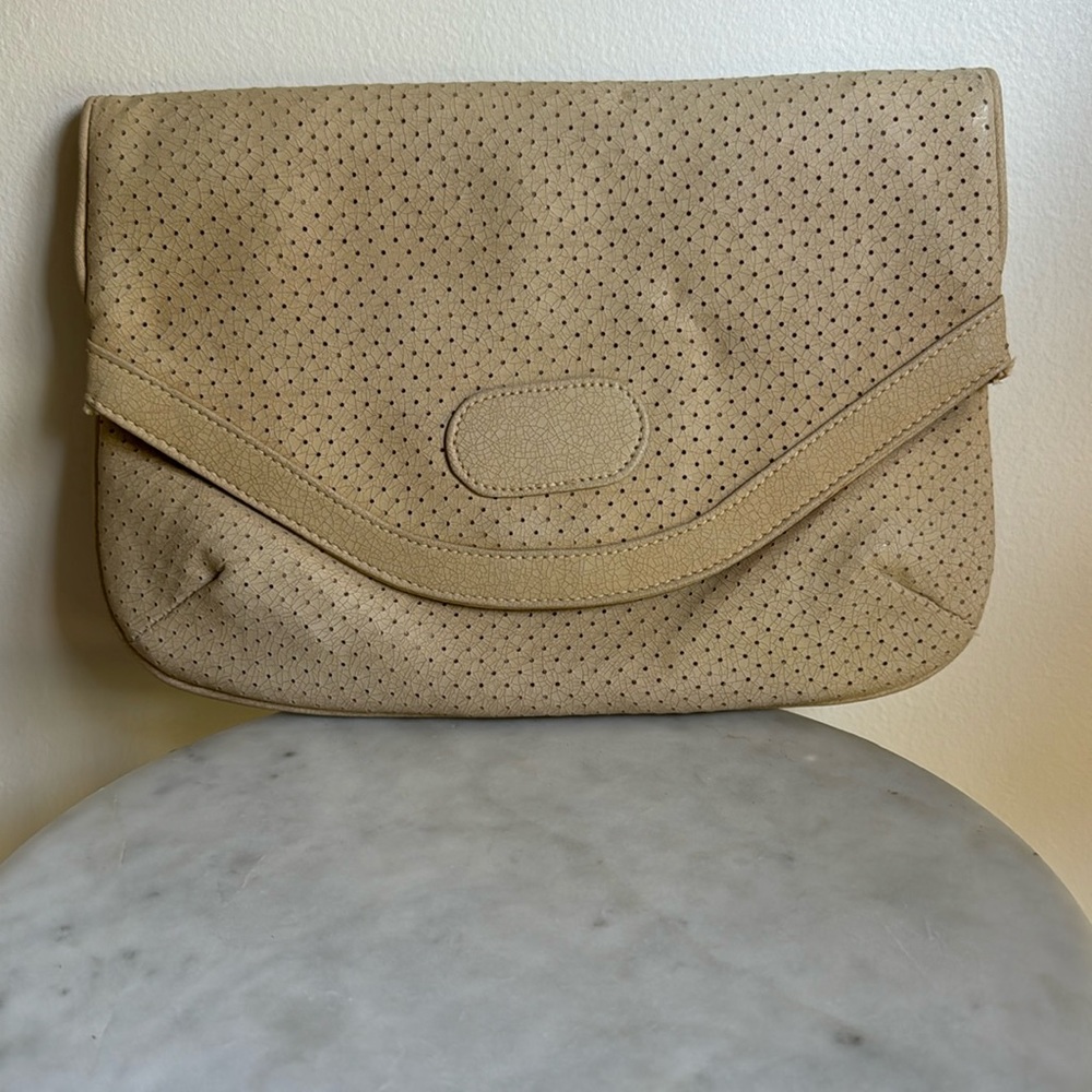 Theodor of California 60's Vintage Perforated Faux Leather Clutch Bag